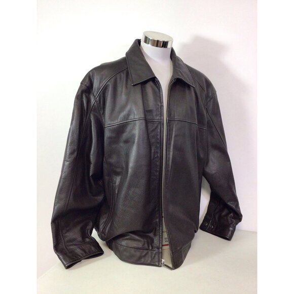 Roundtree & Yorke Brown Leather Jacket Aviator Coat Mens 3XL - Picture 4 of 11